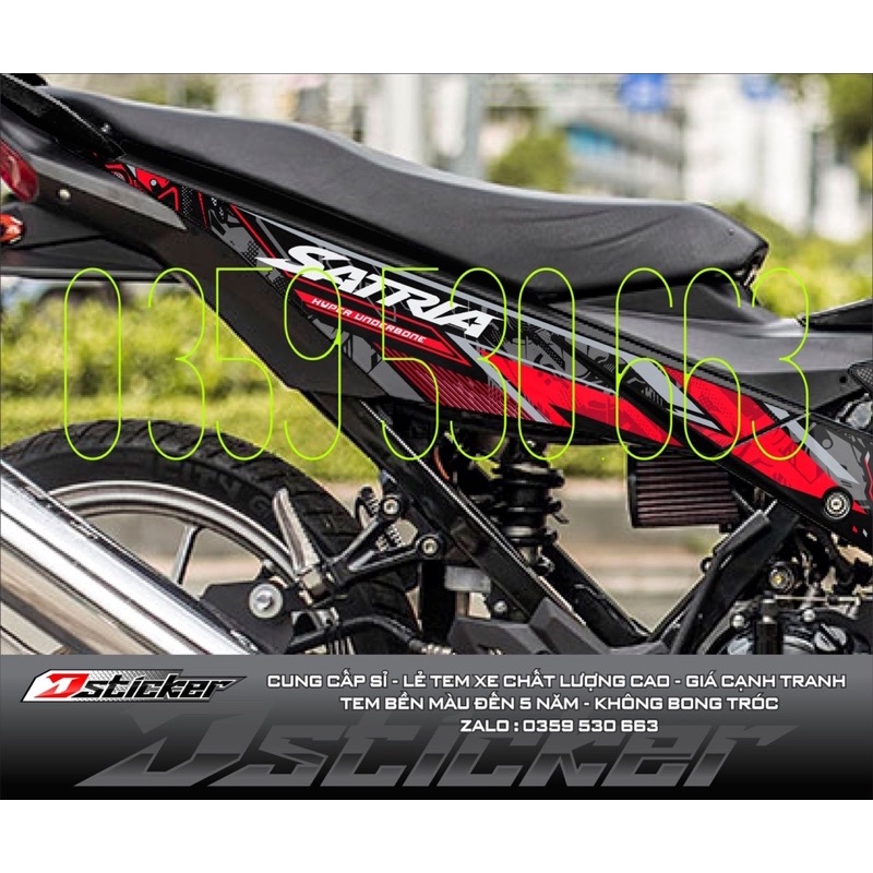Tem Satria Samurai đỏ rời dán xe đen - không đụng hàng