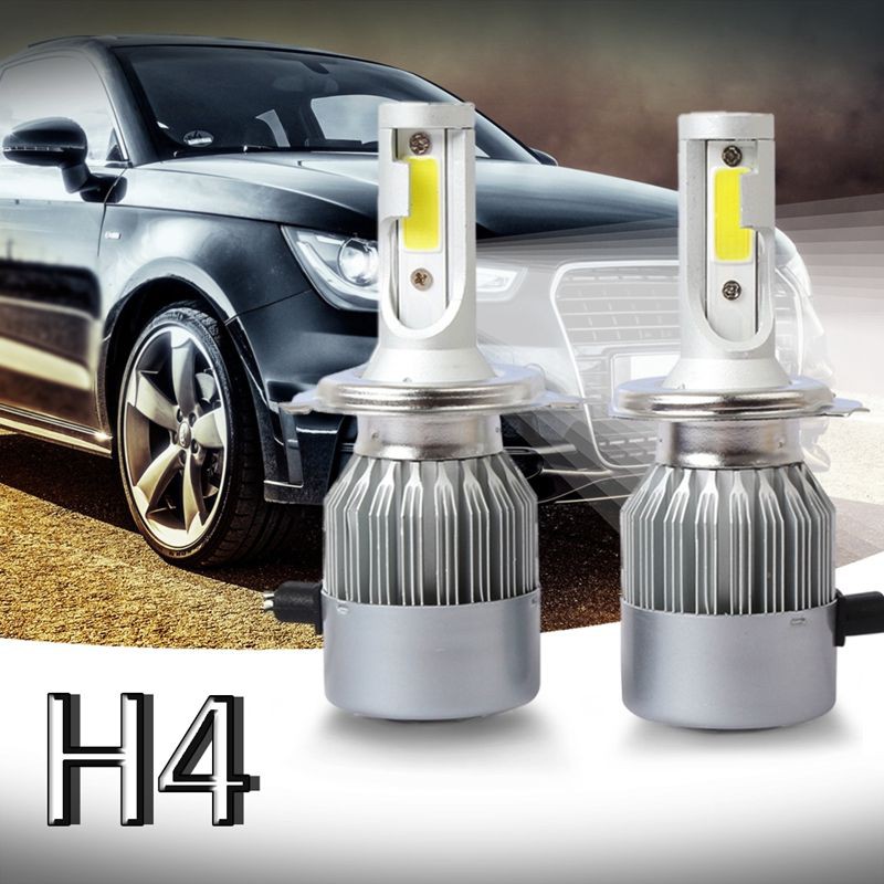 C6 LED Car Headlight Kit COB H4 36W 7600LM White Light Bulbs Gold