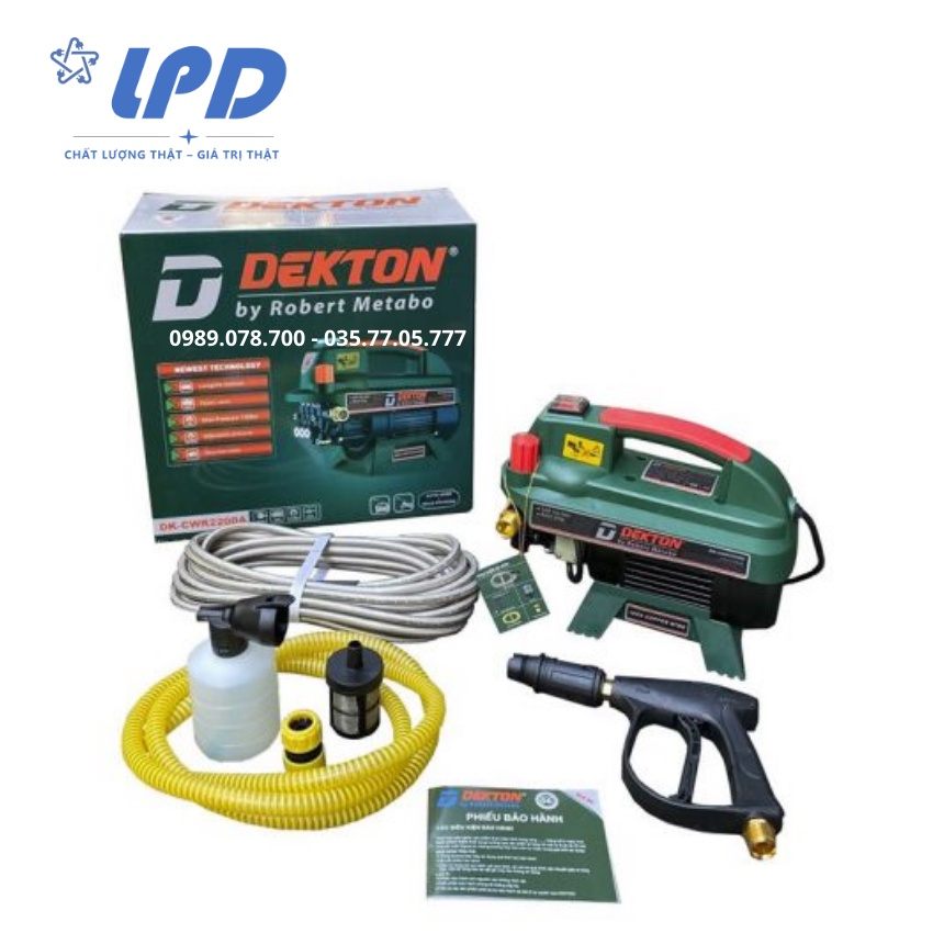 Máy xịt rửa xe chỉnh áp Dekton 2200W dây đồng thế hệ mới