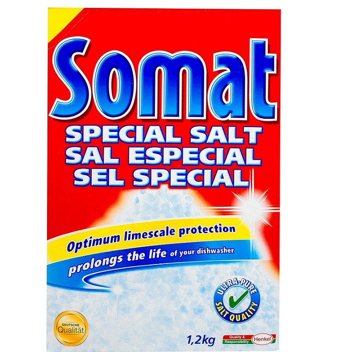 Muối rửa chén Somat , muối chuyên dùng cho máy rửa chén bát hộp 1,2kg tặng que thử nước cứng khi mua 2 hộp