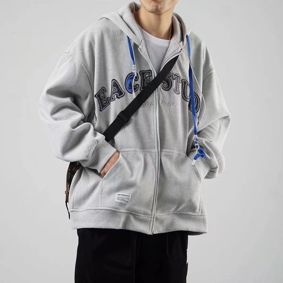 Áo hoodie nam nữ có khóa kéo thêu chữ dơn giản thời trang phong cách Hàn Quốc cho nam tay dài hoodie áo hoodie nữ form rộng Áo khoác gió hoodie zip