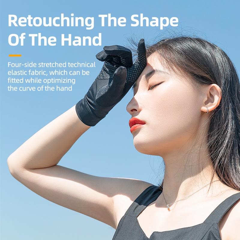 Rockbros Găng Tay Chống Nắng / Tia uv Vải Lụa Lạnh Mỏng Thoáng Khí Chống Trượt Thích Hợp Lái Xe Ngoài Trời Cho Nam Và Nữ