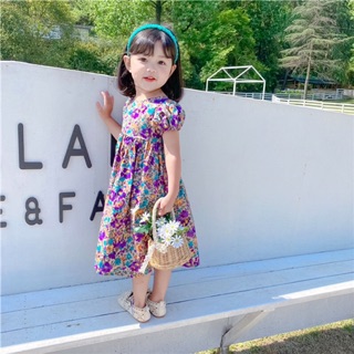 VÁY HOA TÍM ĐAN DÂY LƯNG BÉ GÁI