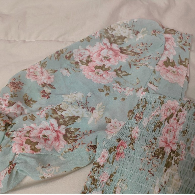 Áo voan hoa tay lỡ chun ngực, áo taobao siêu đẹp | BigBuy360 - bigbuy360.vn