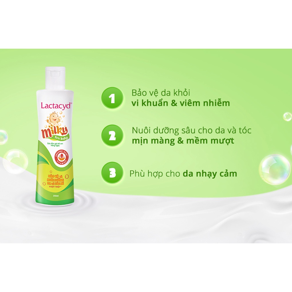 Sữa tắm gội toàn thân cho bé Lactacyd baby extra milky chai 250ml