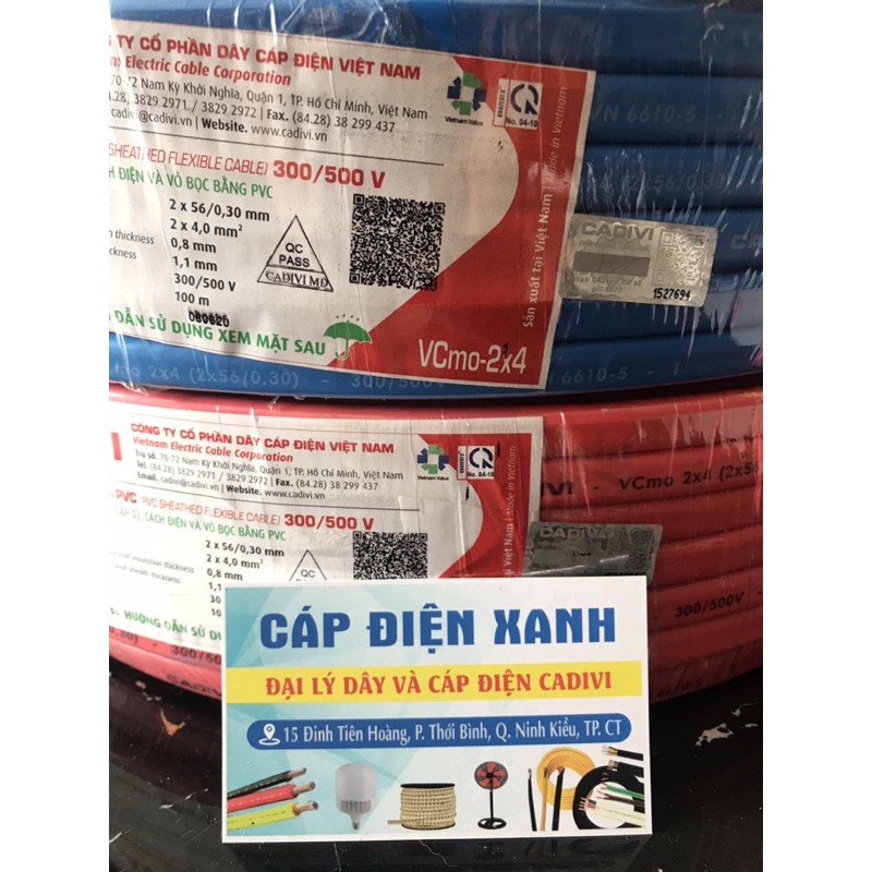 Dây Điện Đôi 2 Lớp Vỏ VCMO Cadivi 2x1.5 - 2x2.5 - 2x4 - 2x6 Hàng Chính Hãng