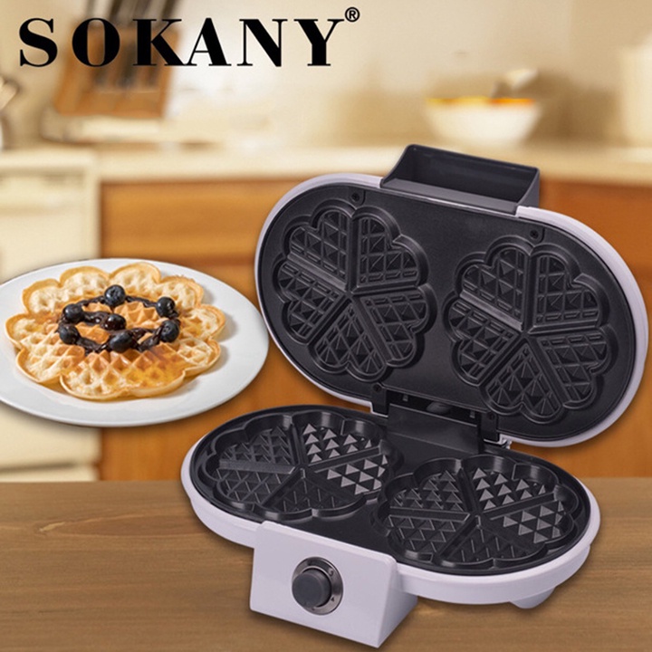 [ SỈ - LẺ ] Máy làm bánh Waffle - Máy làm bánh bông lan đôi Sokany [ BH - 12 Tháng]