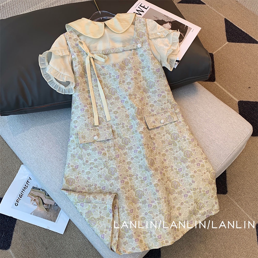 Set Áo Thun Ngắn Tay + Chân Váy Hoa Thời Trang Mùa Hè Mới Cho Nữ