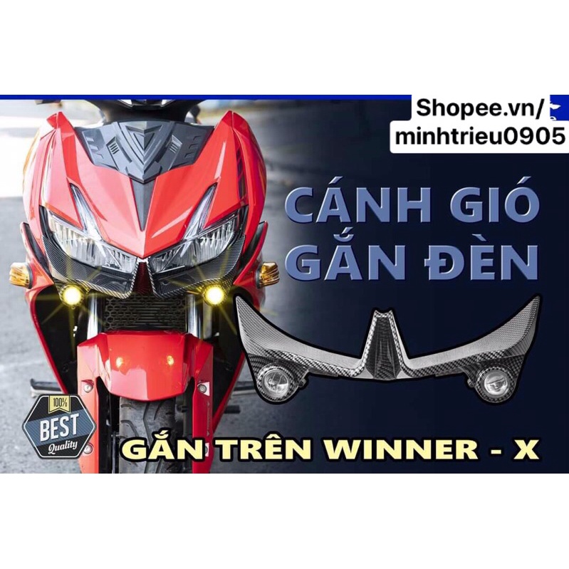 Cánh gió Winner X v2 - v3 có đèn chính hãng, cánh gió bi cầu mini