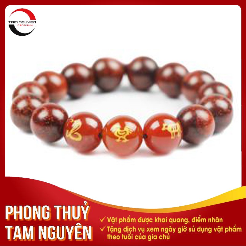 Vòng Tay Gỗ Tử Đàn Tam Hợp Tỵ - Dậu - Sửu 12 ly - Phong Thủy Tam Nguyên