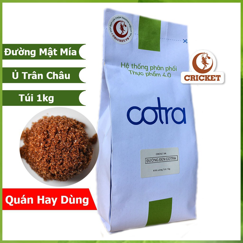 Đường đen nấu trà sữa Cotra (Túi 1kg) nguyên chất từ đường mía - Nguyên liệu pha trà sữa hảo hạng