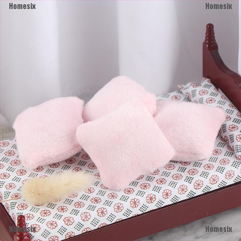 [HoMSI] 4Pcs 1/12 Dollhouse Miniature Pillow Cushions For Sofa Couch Bed Furniture Toy SUU