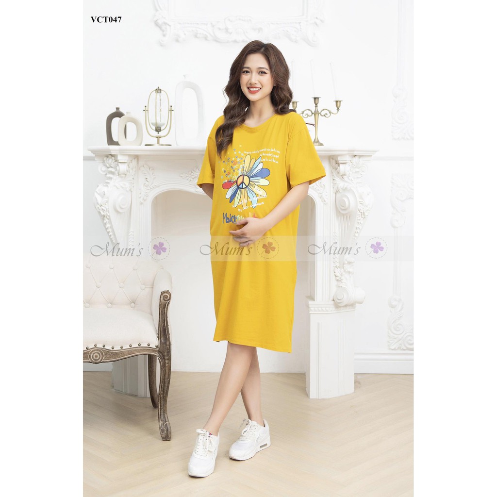 Đầm bầu mùa hè Mum's Shop, váy cotton free size dễ thương FREESHIP  Váy cotton hình bông hoa cá tính nhiều màu