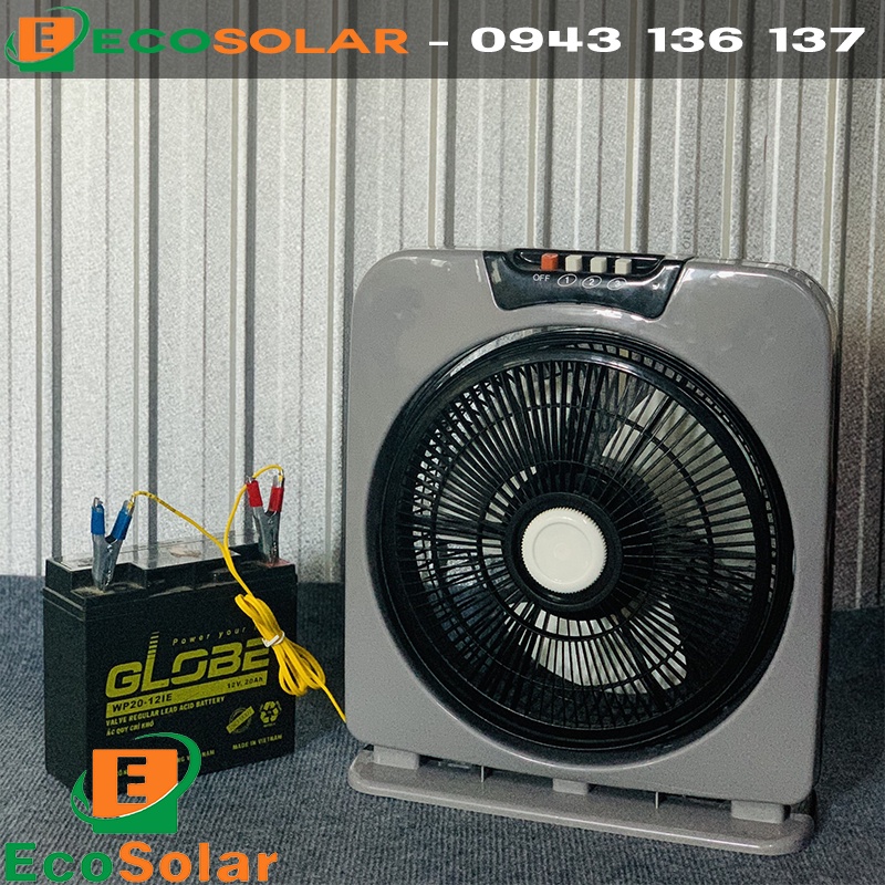 Quạt Hộp 12v kẹp bình ắc quy - ( không kèm theo bình, tấm pin năng lượng ) giao màu ngẫu nhiên