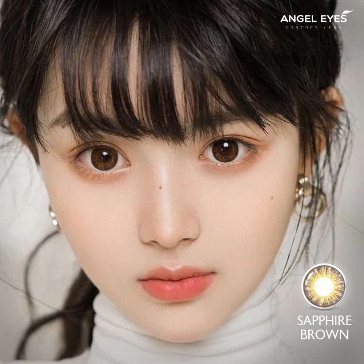 Kính áp tròng tone xám và nâu, giãn tròng, không độ dòng Sapphire của Angel eyes
