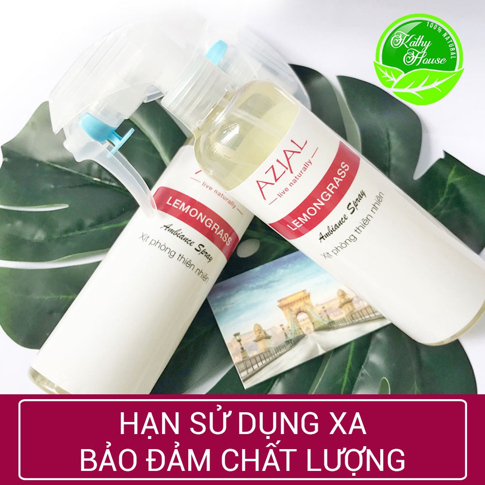 Bình xịt phòng tinh dầu sả chanh AZIAL Lemongrass 250ml, khử mùi, diệt khuẩn, đuổi muỗi, hương thơm dễ chịu