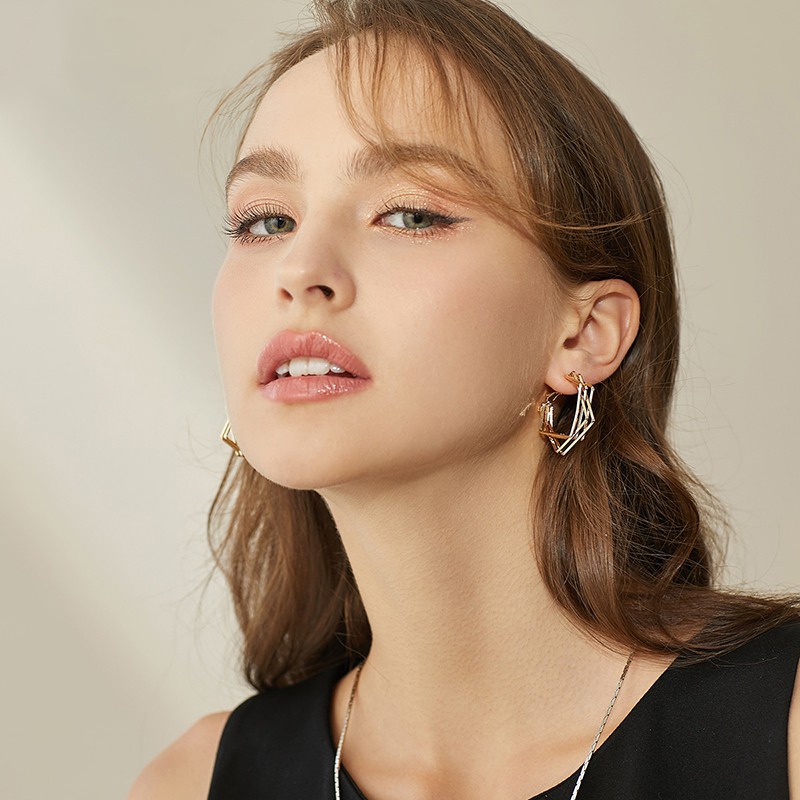 Bông Tai Nữ Chốt Bạc 925 Kiểu Dáng Độc Đáo Sành Điệu