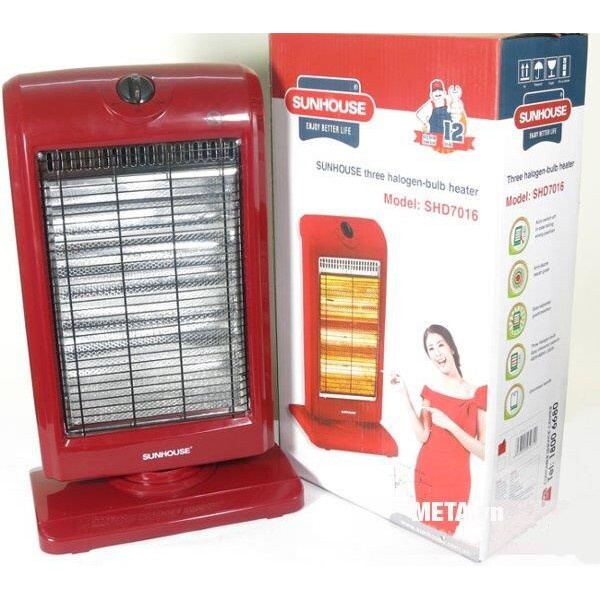 Đèn sưởi điện 3 bóng Halogen Sunhouse SHD7016 công suất 1000W toả nhiệt đều, làm ấm nhanh, an toàn với người dùng