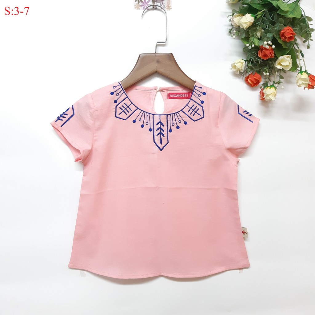 H376- Áo bé gái boil, tay con, thêu viền cổ và tay, nhiều màu, size bé 1t-7t, ri7 - made in vietnam