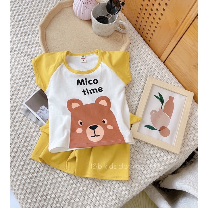Đồ bộ bé trai bé gái minky mom cọc tay thun lạnh hình thú