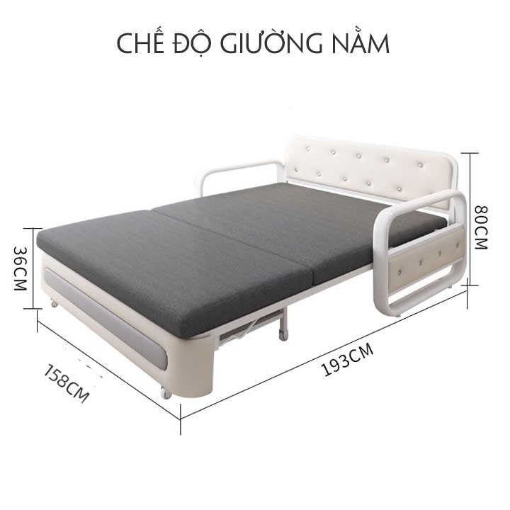 BỘ SOFA GIƯỜNG GẤP GỌN THÀNH GHẾ ĐA NĂNG_BẢN NÂNG CẤP_CÓ NGĂN CHỨA ĐỒ 1M5 *1M93 (TẶNG KÈM 2 GỐI TRỊ GIÁ 300K )