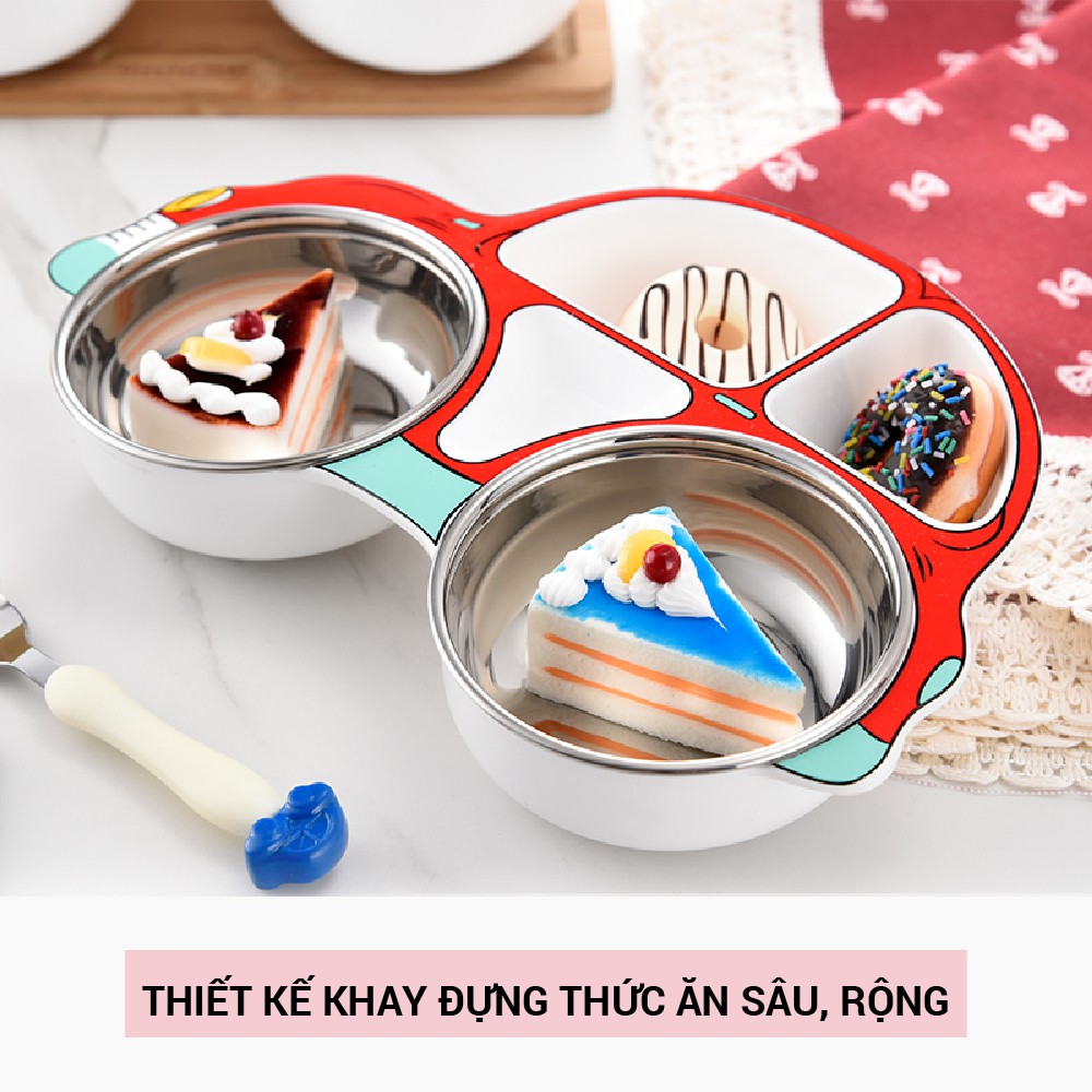 Set khay ăn dặm cho bé bằng Inox và Nhựa cao cấp Royalcare phù hợp ăn BLW, ăn dặm kiểu Nhật và ăn dặm truyền thống