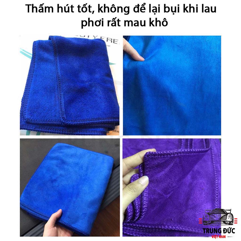 Khăn lau đa năng TRUNGDUCVN sợi microfiber mềm mịn siêu thấm hút lau bếp lau tủ khăn lau xe hơi (giao màu ngẫu nhiên)