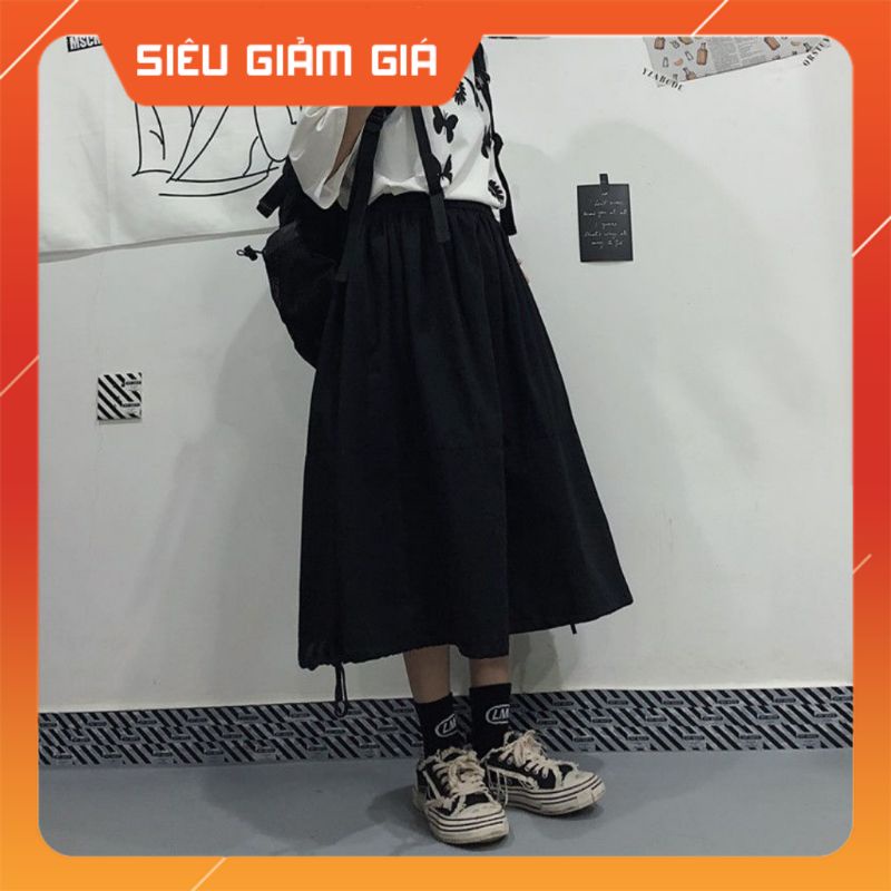 Chân váy dài xoè hàn quốc  qua gối,chân váy chữ a bánh bèo dáng dài,chất voan mềm vintage có dây thút cạp chun | BigBuy360 - bigbuy360.vn