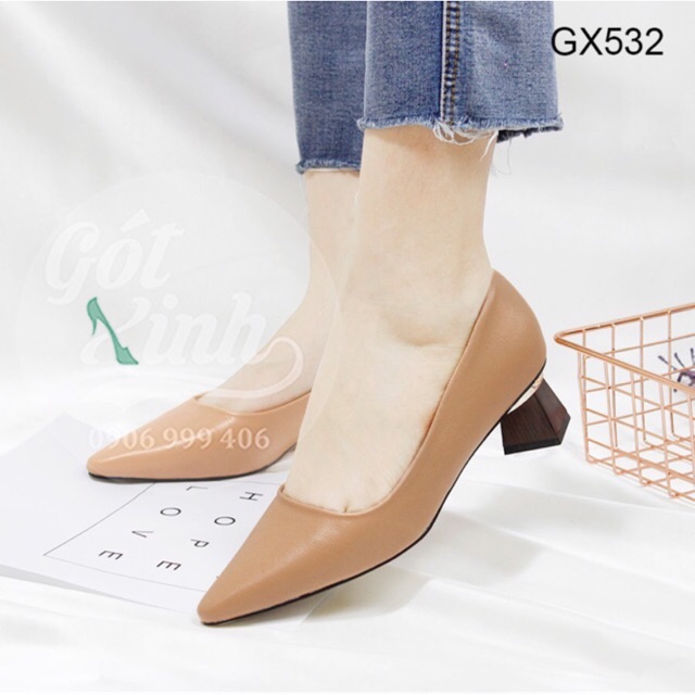 Giày cao gót 3 phân gót vuông loe - có size 40 trở lên - Hình thật shop tự chụp