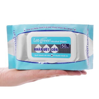 Khăn ướt HASA khăn giấy ướt cồn kháng khuẩn let green loại 90 miếng - sp 11