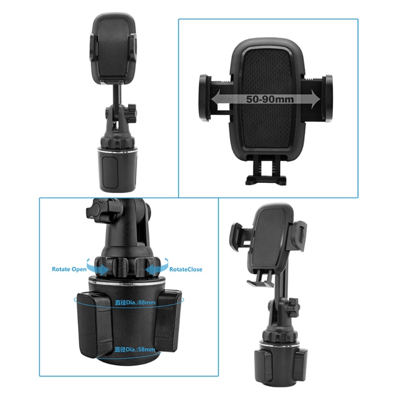 Giá Đỡ Điện Thoại / Cốc Nước Màu Đen Có Thể Điều Chỉnh Chiều Cao 360 Độ Tiện Dụng Cho Xe Hơi