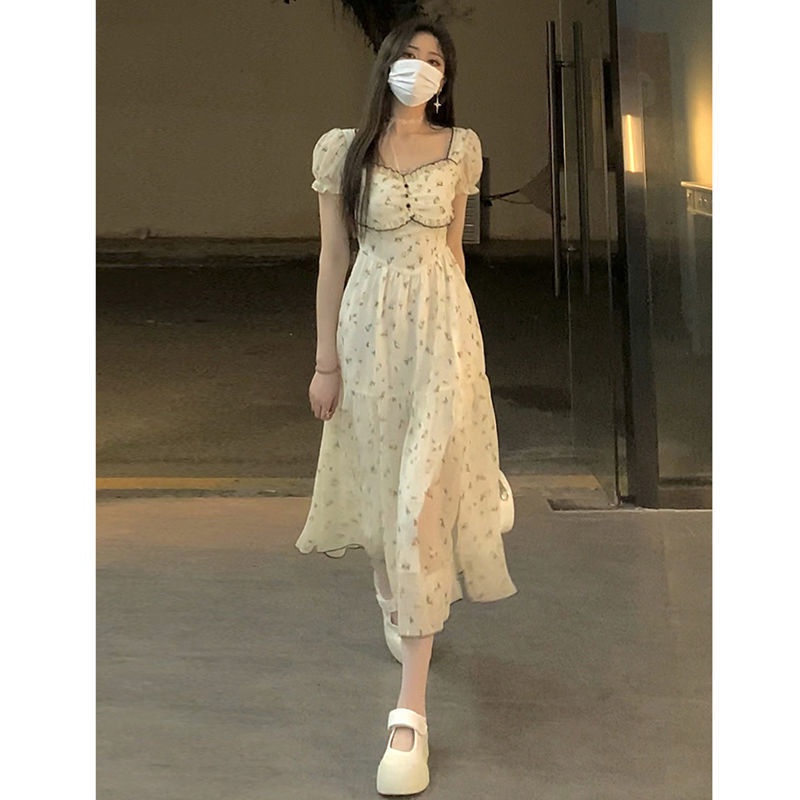 Đầm Hoa Ngắn Tay Thiết Kế Mới Thời Trang Mùa Hè Theo Phong Cách Pháp