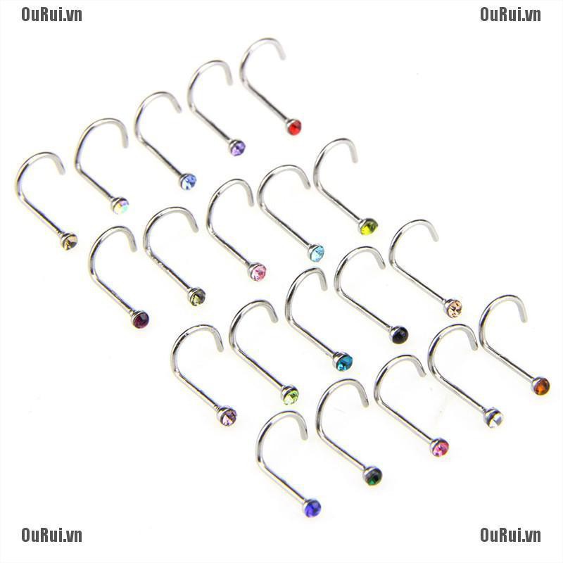 Set 20 Khuyên Mũi Đính Đá Pha Lê Cá Tính