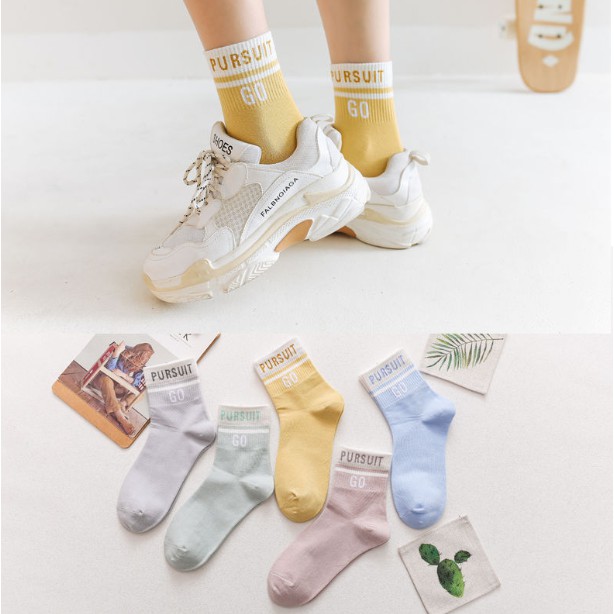 Set 5 Đôi Tất Vớ Nữ Cao Cổ PUSH Như Hình