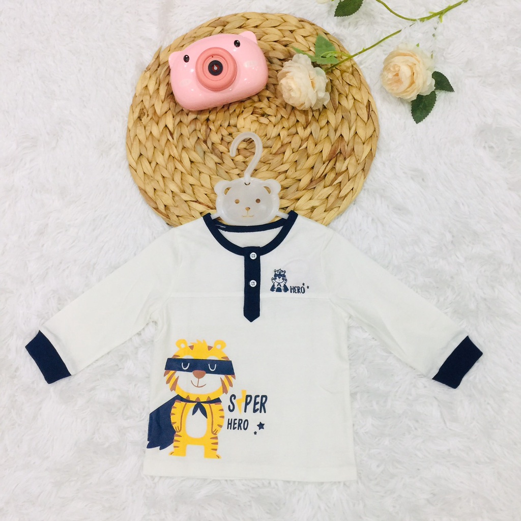 Áo thun dài tay thu đông cho bé trai Dokma sale size 6-36M DA785