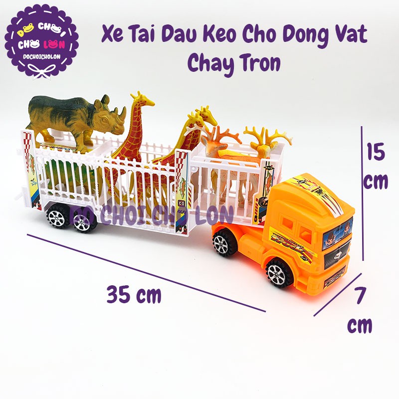 Đồ chơi xe tải đầu kéo 8 bánh chở động vật bằng nhựa chạy trớn 658-10