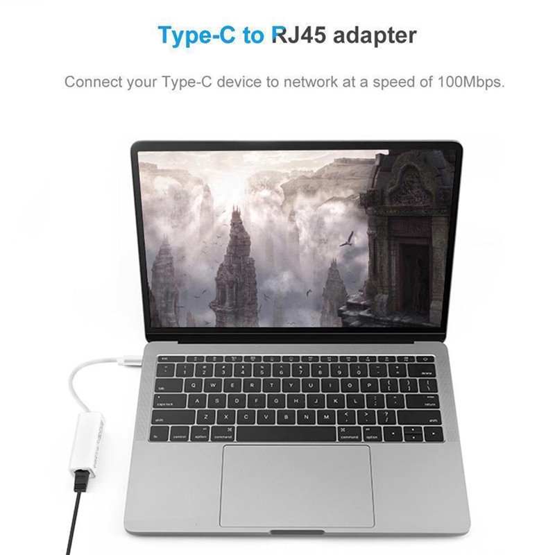 Cáp Chuyển Đổi Usb-C Usb 3.1 Type C Sang Usb Rj45 Ethernet Lan Hub Cho Macbook Pc