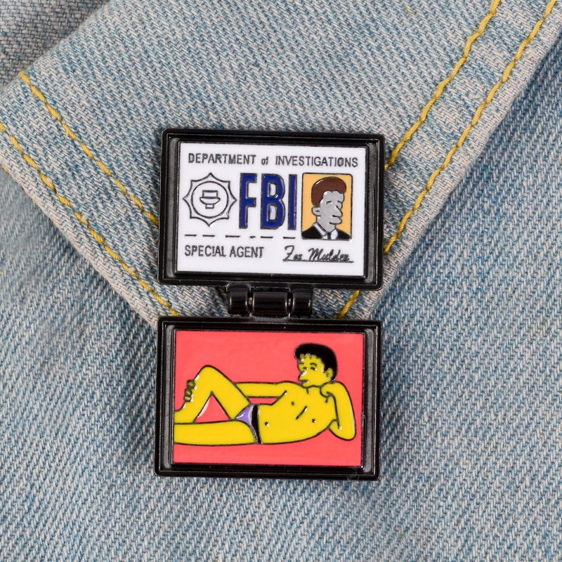 Ghim cài áo họa tiết hoạt hình X-Files FBI Mulder độc đáo