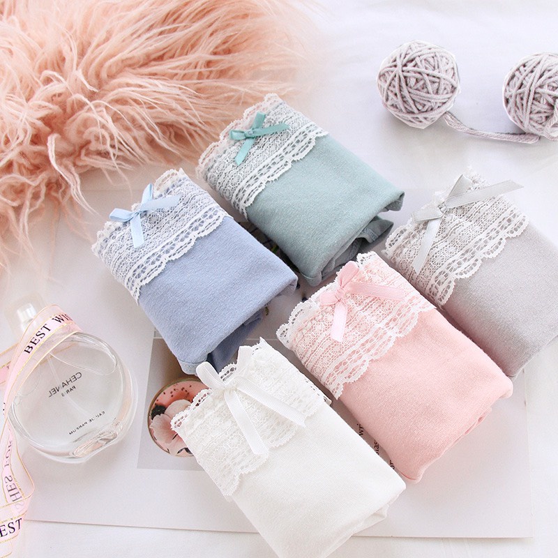 Quần Lót Nữ ❤️FREESHIP❤️ Quần Lót Nữ Cotton Đẹp kháng khuẩn 100% viền bèo đính nơ điệu đà được chọn màu mẫu A30