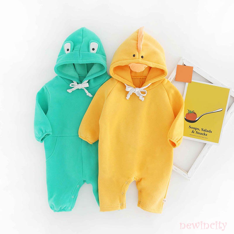 Bộ đồ liền thân tay dài họa tiết hoạt hình phong cách Hàn Quốc đáng yêu cho bé