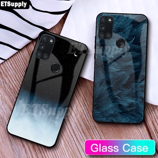 Ets Dành Cho OPPO Realme 7i Kính Cường Lực Cứng Chống Sốc Màu Cặp Đôi Vỏ Điện Thoại Cho Realme 7i Vỏ Lông Vũ Và Lá