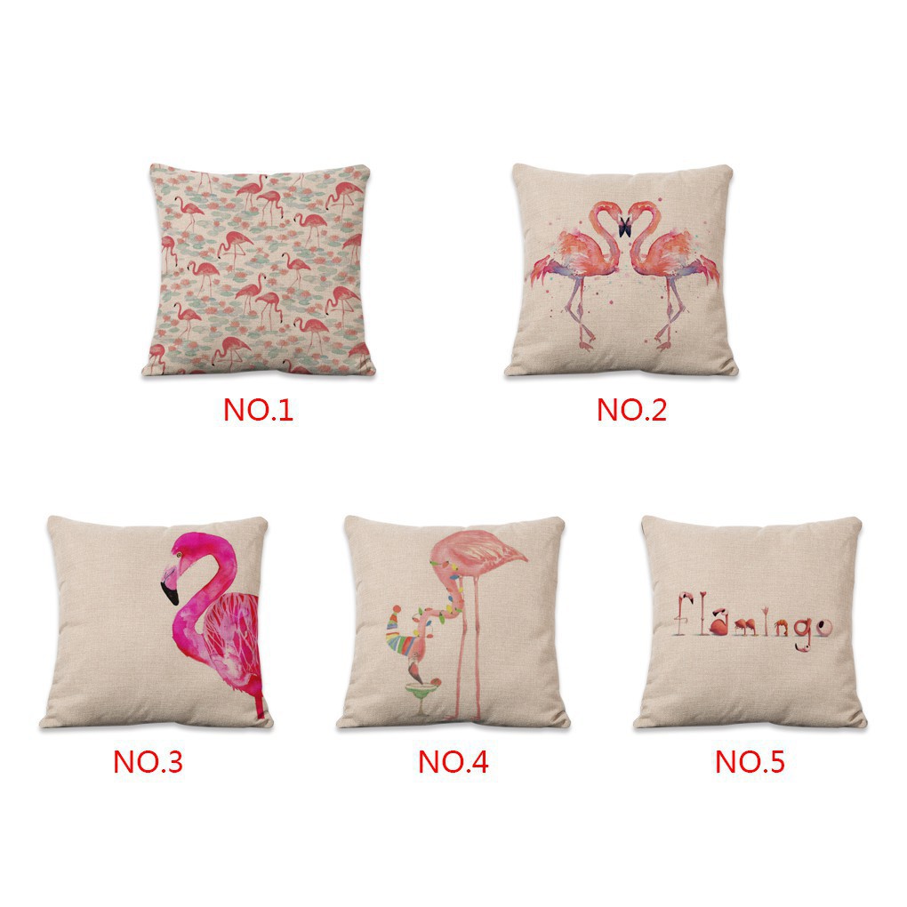 Flamingos Pattern Cotton Linen Cushion Cover Pillowcase Good ranchotion