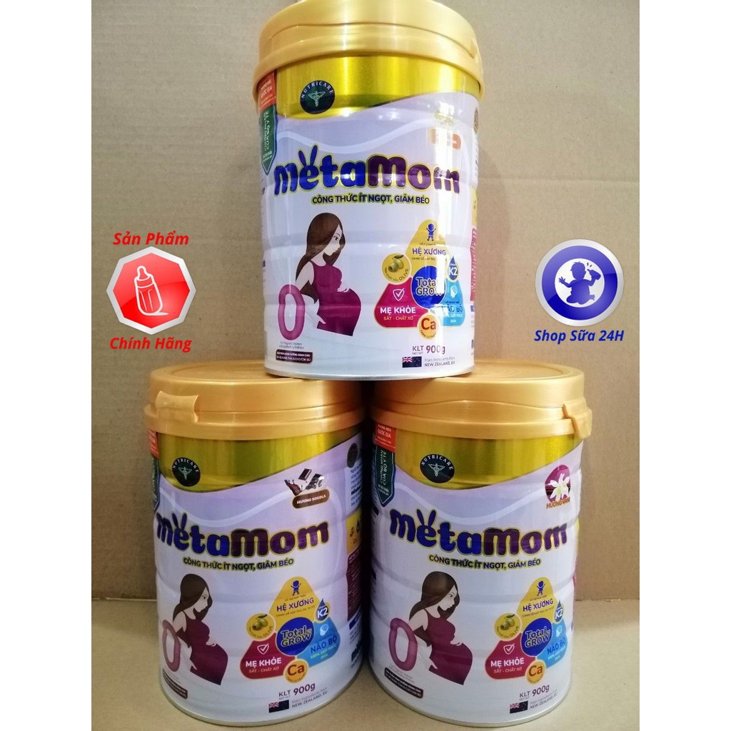 Sữa Bầu Metamom Đủ Vị Vani, Cam, Socola Lon 900g