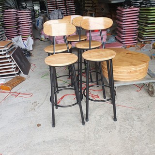 Ghế quầy bar.gỗ cao su( ghế ngồi quầy thu ngân)