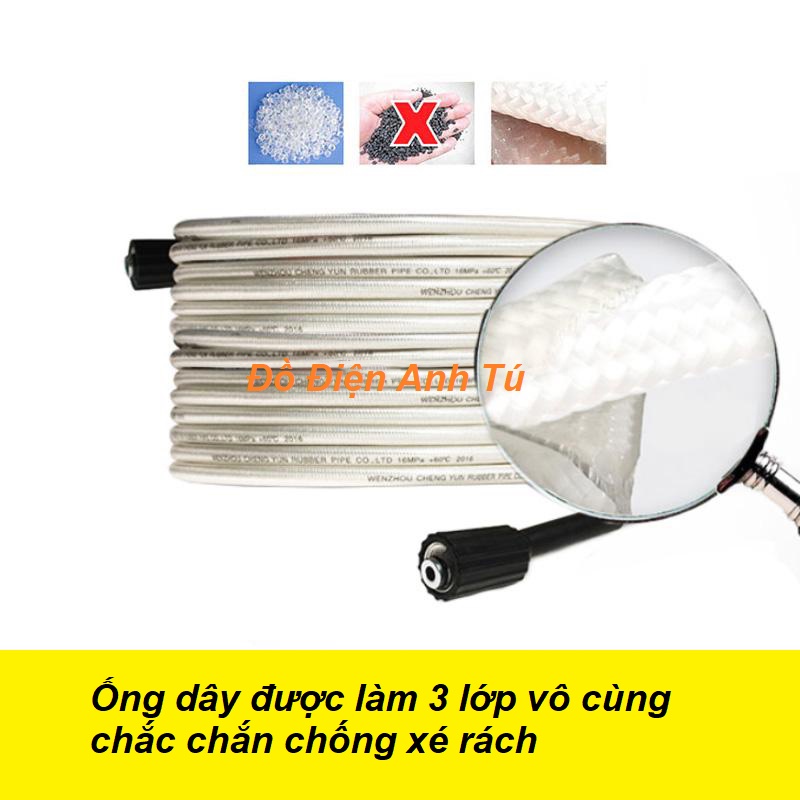 Bộ 10M-15M-20M-30M dây rửa xe và súng xịt - súng rửa xe áp lực cao ren 22mm