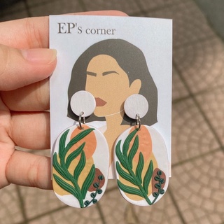 Khuyên tai đất sét nung Polymer Clay (Tea Break 2 tầng)