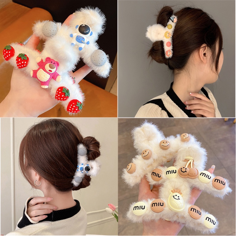 Kẹp tóc hình phi hành gia nhồi bông thời trang Hàn Quốc mới 2021