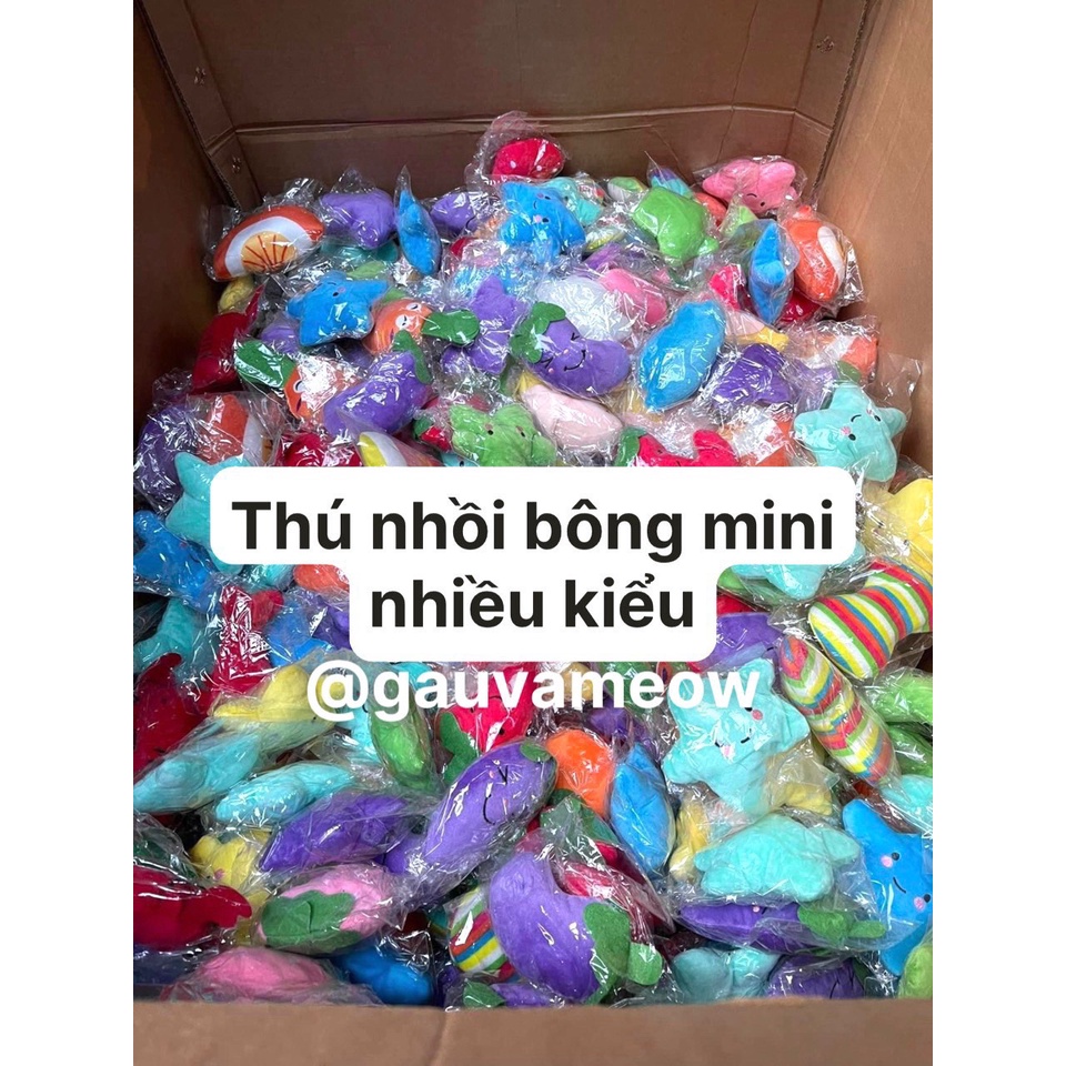 Đồ chơi thú cưng chó mèo thú bông và trái cây nhồi bông giúp vui vẻ giảm stress size mini bóp kêu