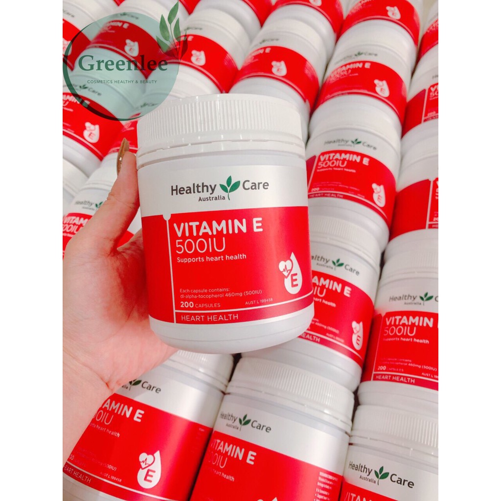 Viên uống Vitamin E Healthy Care 500IU, Úc (200v) hỗ trợ tái tạo, Làm Đẹp da và tóc, cải thiện các vết thâm nám