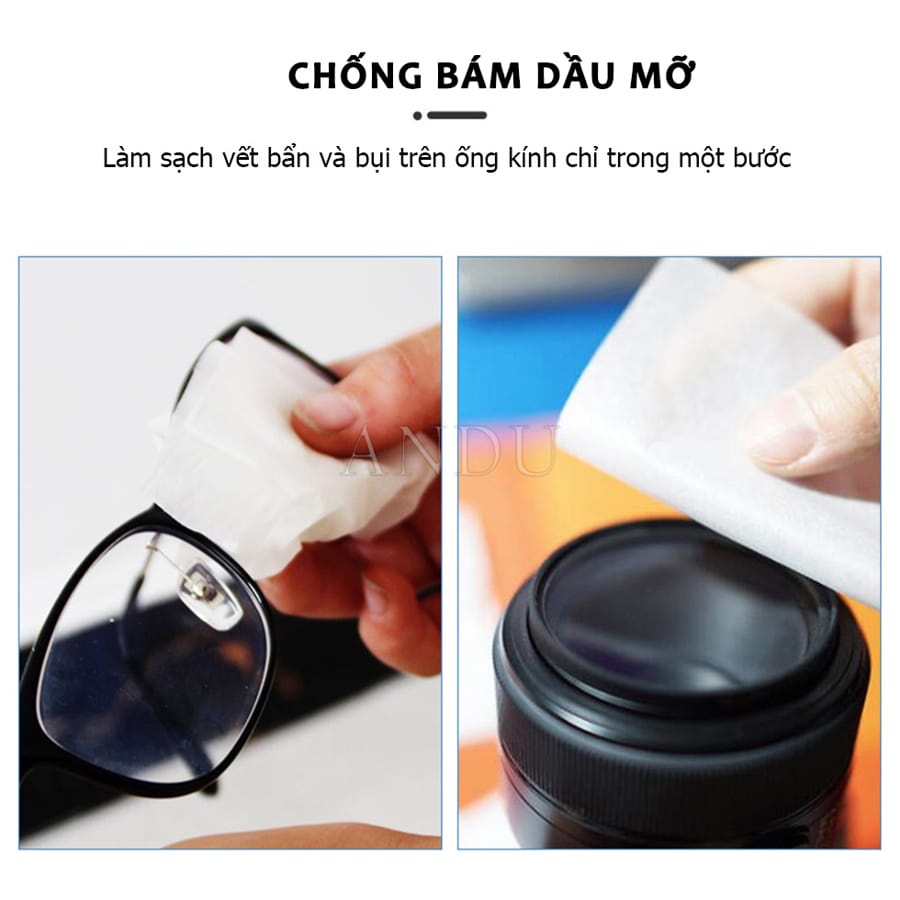 Hộp 100 Miếng Lau Kính Nano Chống Hơi Nước, Khăn Lau Kính Nano Chống Bán Hơi Nước, Bụi Bẩn Trên Kính, Điện Thoại